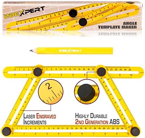 Angleizer Template Tool - Angle-izer Tile &amp; Flooring Template Measuring Ruler | Multi-Angle Ruler &amp; Shapes Layout Finder For Professional &amp; General DIY-ers by 2BExpert