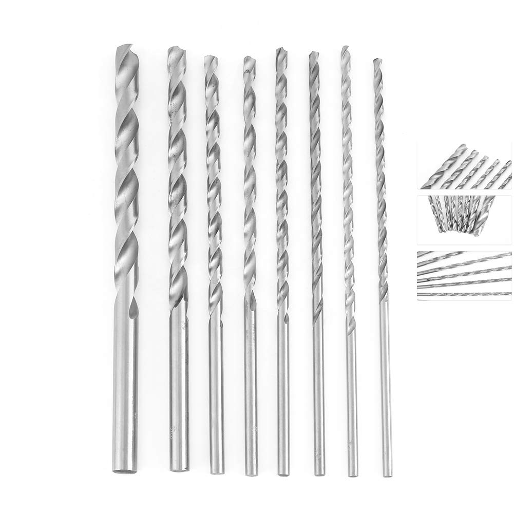 Drill Bit Set, 4-10mm Extra Long High Speed Steel Straight Shank Twist Durable Drill Bit Tool Hand Tool Machine Tool Assortment 8pcs