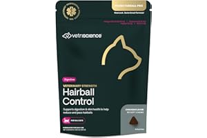 VetriScience Veterinary Strength Hairball Control for Cats - Cat Hairball & Digestion Support for Cats Skin & Coat Health Formula - Chicken Flavor - 60 Chews