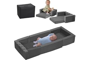 MOOZHEALTH Toddler Travel Bed for 6-18 Months,Portable Toddler Floor Bed for Kids,Baby Cot for Sleeping Convertible,Soft Washable Infant Foldable Floor Crib for Indoor,Napping and Camping,Gray