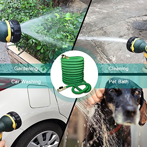 Blueberry Expandable and Flexible Garden Hose - Solid Brass Fittings & Strongest Triple Core Latex, 8 Pattern Spray Nozzle 3/4 US Standard Easy to Storage Kink Free Compact and Durable (100 Feet) - Thumbnail 3