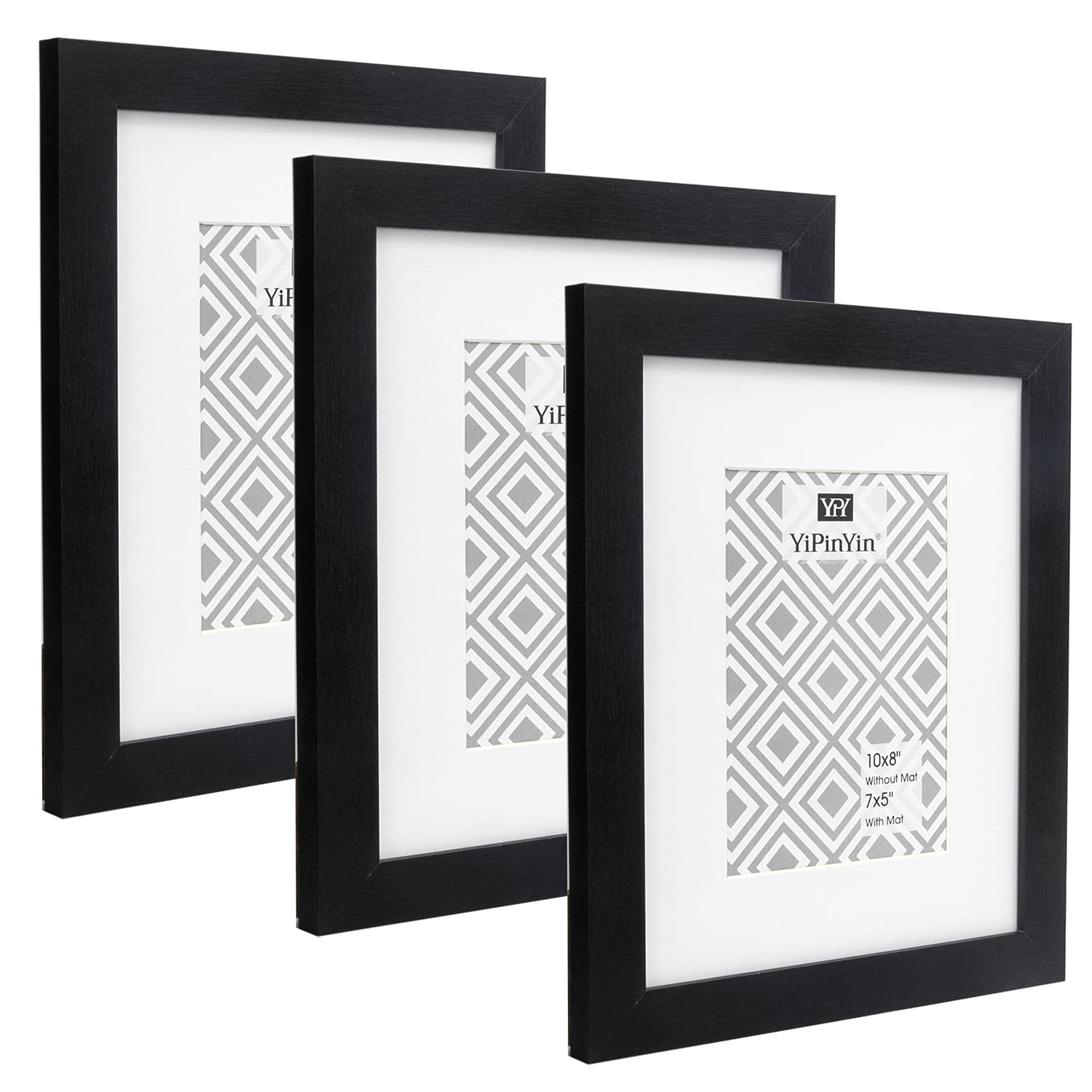8 X 10 Black Photo Frame With Mount for 5 x 7 Set Of 3, 8 x 10 ''Garllery Picture Frames, 5 X 7'' Inch photo frame 3 Pack, photo frame for Wallmounted & Desk Top