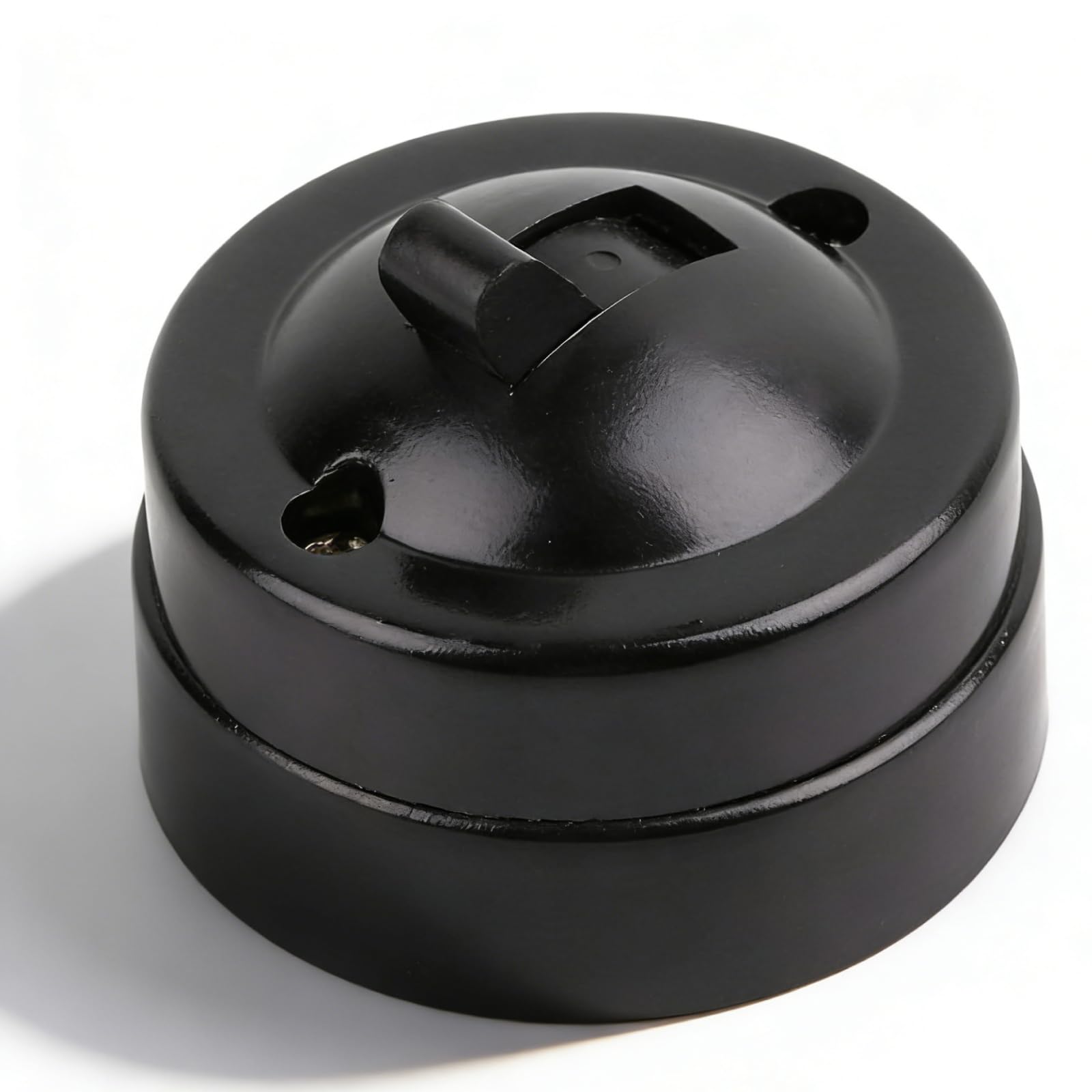 Candeon Retro Single Control Switch, 6A 250V 1500W Surface-Mounted Vintage Light Switch, Round Black Toggle Light Retro Wall Old-Fashioned Toggle Switch for Home Office Hotel