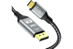 CHENLENIC USB C to DisplayPort 2.1 Cable, 16K@30Hz 8K@120Hz 4K@240Hz, Thunderbolt 5 to DP Cable,40Gbps,Type C Compatible with