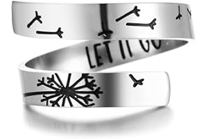 ZRAY Silver Keep Going Ring Inspirational Jewelry Stainless Steel Engraving Size Adjustable Personality Encouragement Gift for Women Teens Girls