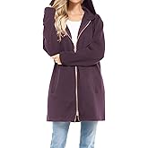 Design by Olivia Women's Casual Oversized Loose Fit Zip Up Pullover Hoodie Tunic Sweatshirt Jacket Fall Outfits (S-3X)