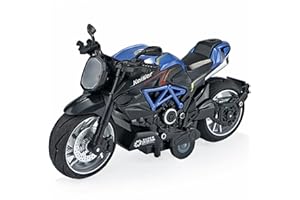Gilumza Pull Back Motorcycle Toys, Pullback Gift with Music Light, Classic Retro Motorcycles Toy for Boys Kids Age Over 3 4 5 6 7 8 Year Old (Blue)