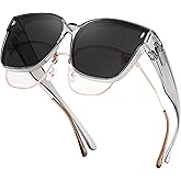 FEISEDY Polarized Sunglasses Fit Over Glasses for Men Women, Oversized Square Sun Glasses UV400 Protection Shades B4187