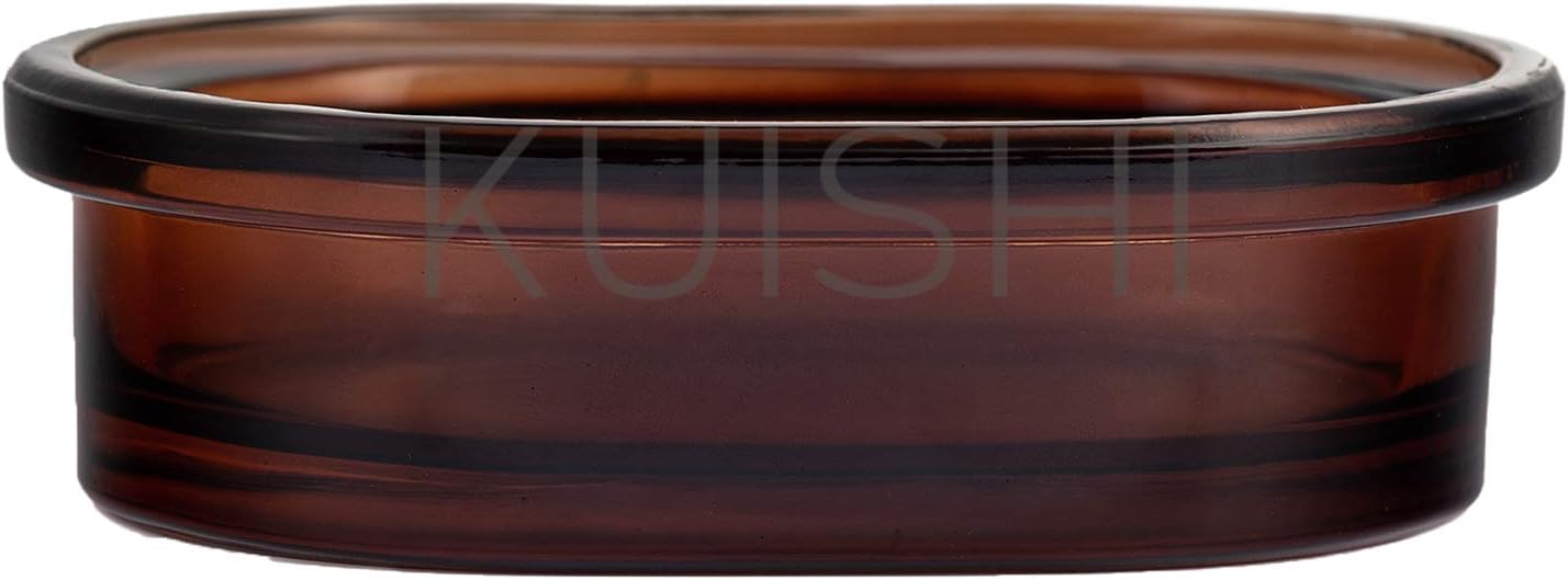 Kuishi Amber Glass Soap Dish, Glass Soap Dishes for Bathroom use, Painted Amber Glass Bathroom