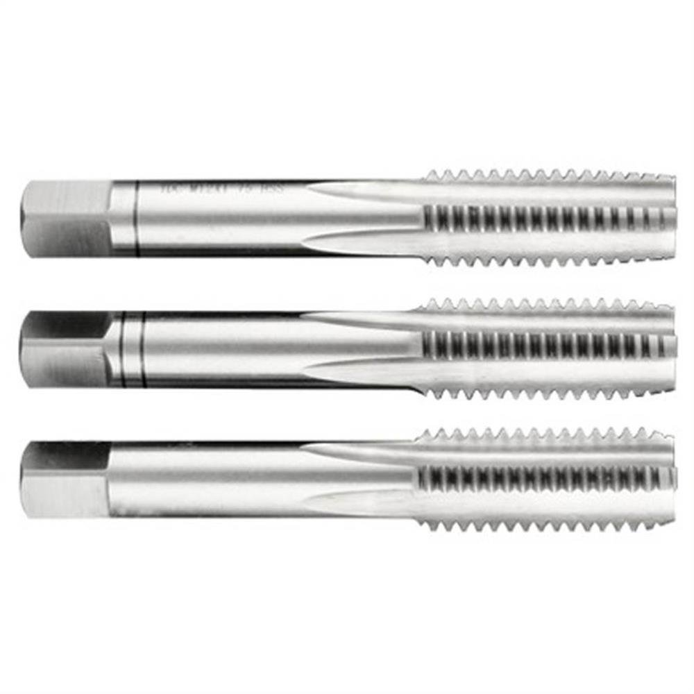 Dormer E1153/8NO8 Series E115 HSS Straight Flute Serial Hand Tap BSW with Bright Finish, DIN352 Standard, NO8, 3/8"-16 Thread, 9.525 mm Cutting Diameter, 70 mm Length