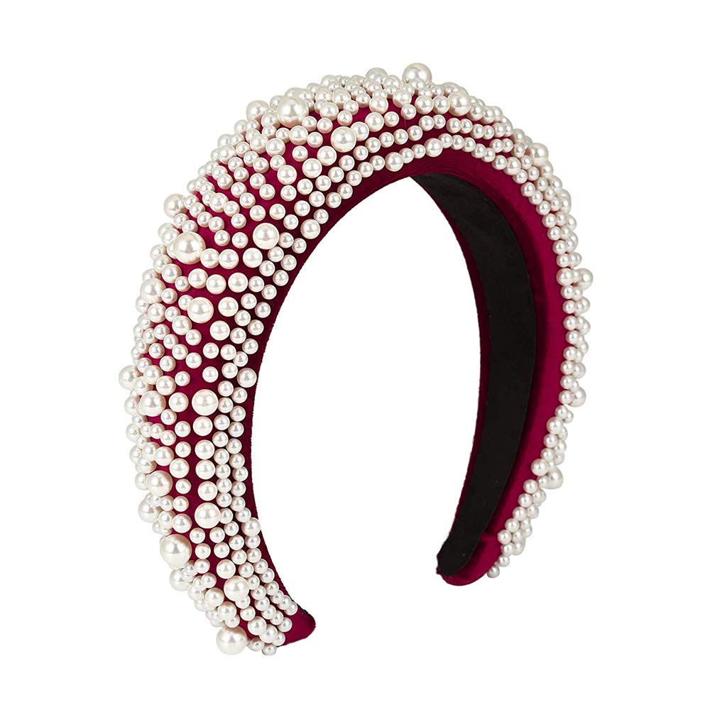 Padded Headbands Pearl Fashion Women Thick Velvet Hair Accessories Head Band Fashion Headwear Wide Plastic Hairbands For Girl