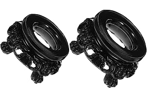 Healeved 2pcs Black Resin Hollow Carved Crystal Sphere Stands, Small Round Display Pedestals for Home Office
