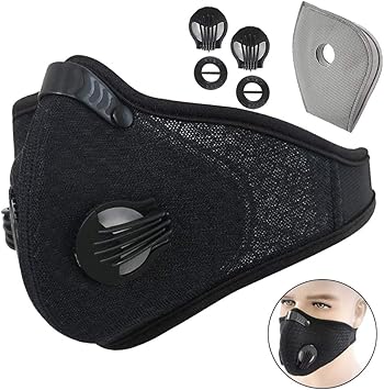 Peicees Fitness Dust Mask Dustproof Face Mask With 2 Exhalation Valves And Adjustable Hook Loop Pollution Mask With Activated Carbon Filter For Sports Training Running Amazon Ca Sports Outdoors
