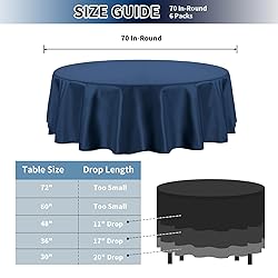 PureFit 6 Pack Navy Blue Round Table Cloths 70
