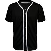 ILTEX Adult & Kids Baseball Jersey Plain Button Down T-Shirt Blank Team Sports Uniforms