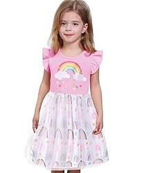 Girls Tulle Dress Rainbow Tutu Dress Summer Casual