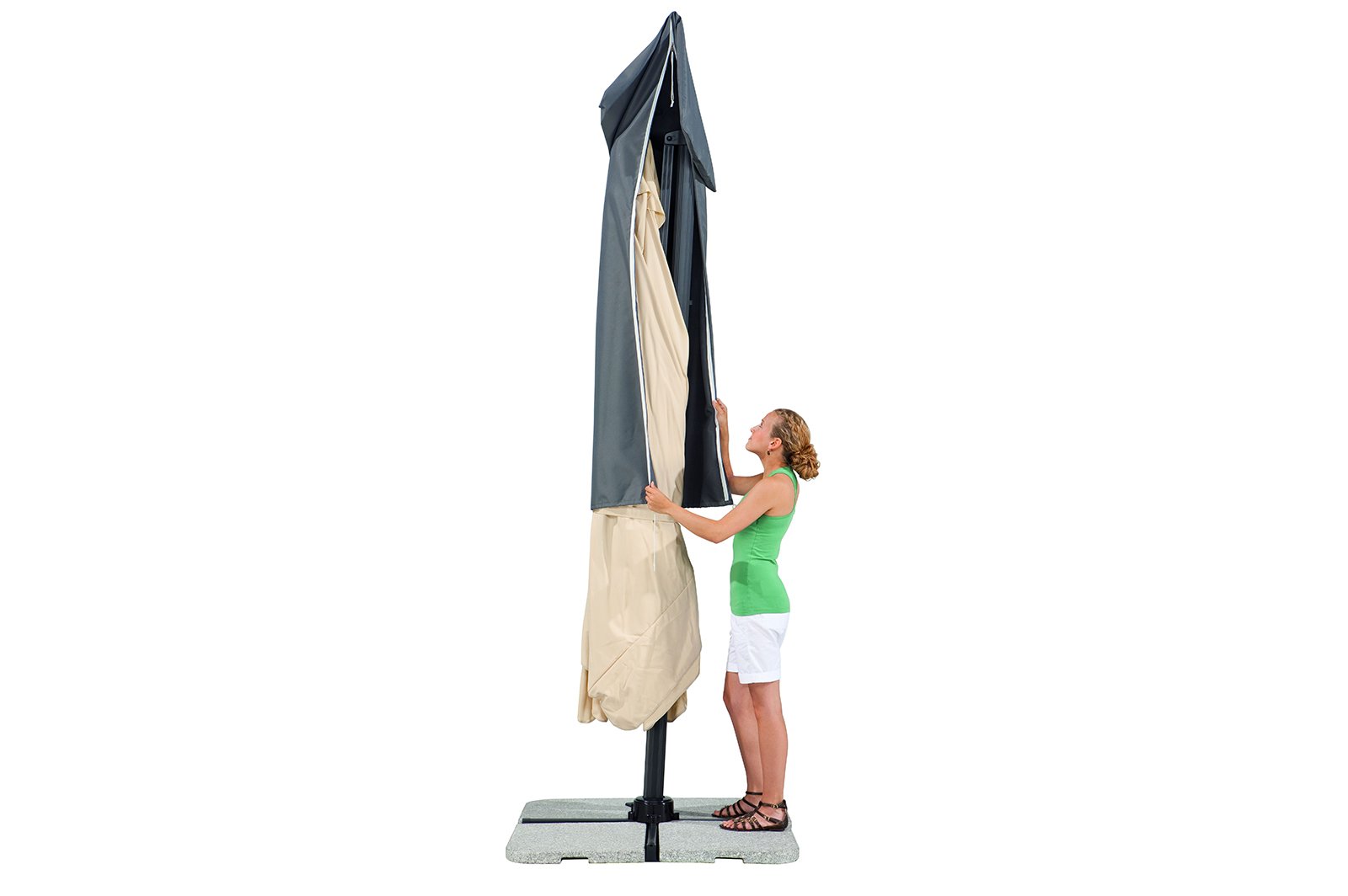 Schneider Sonnenschirm Rhodos, anthrazit, 300 x 300 cm quadratisch, 782-15, Gestell Alu/Stahl, Bespannung Polyester, 24 kg, Anthrazit 7