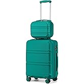 Kono Carry On Luggage Set Airline Approved Lightweight PC+ABS Carry On Suitcase with TSA Lock Spinner Wheels Durable Luggage Hardside Teal