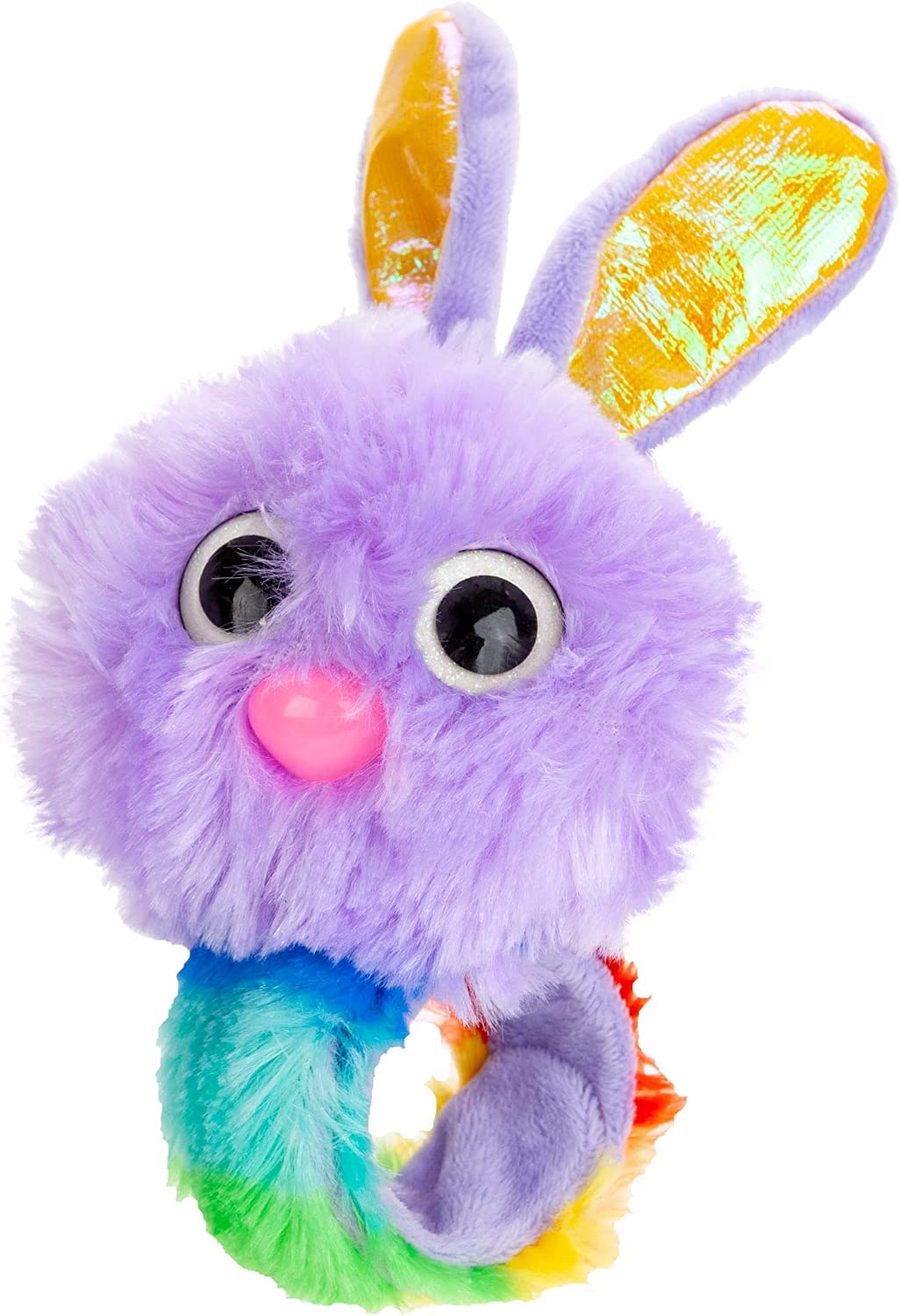 PMS VFM - Slap Band Bunny Purple Fluffy Soft Toy Rabbit for Kids - Brightly Coloured Children's 31cm One Size Fits All Adjustable Snap Strap Bracelet Easter Bunny Accessory Toy