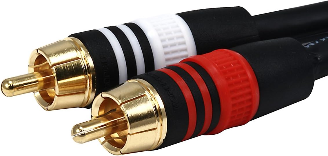 Monoprice 1.5ft Premium 2 RCA Plug/2 RCA Plug M/M 22AWG Cable - Black: Home Audio & Theater