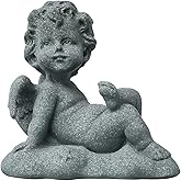livelyfish Mini Guardian Angel Statue Praying Cherub Figurine Sandstone Wings Angel Sculpture for Aquarium Fish Tank Flower P