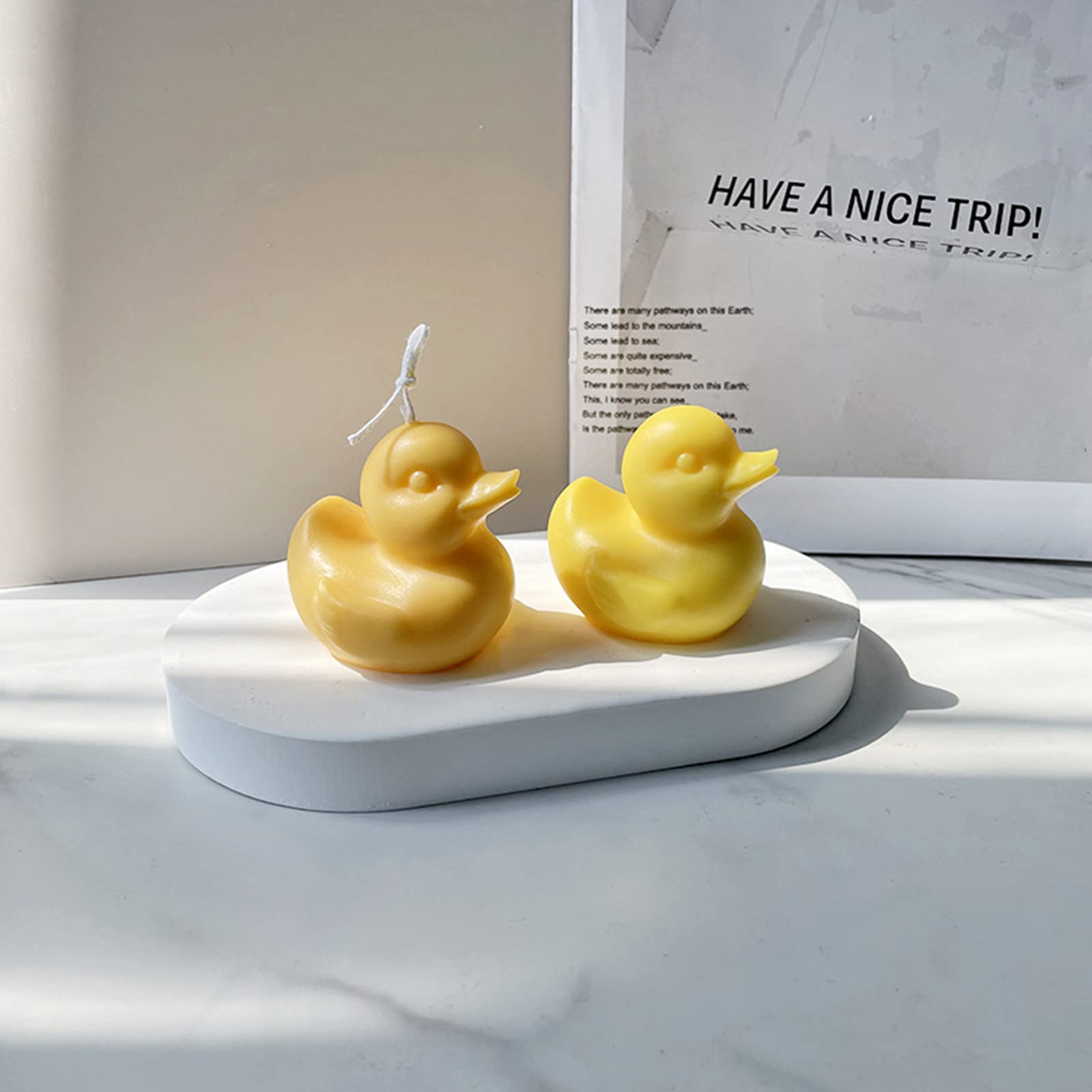 2pcs 3D Duck Candle Mold Duck Silicone Mold for Fondant, Chocolate, Dessert, Cake Decor, Soap, Bath Bomb, Polymer Clay, Plaster Ornament, Resin Art