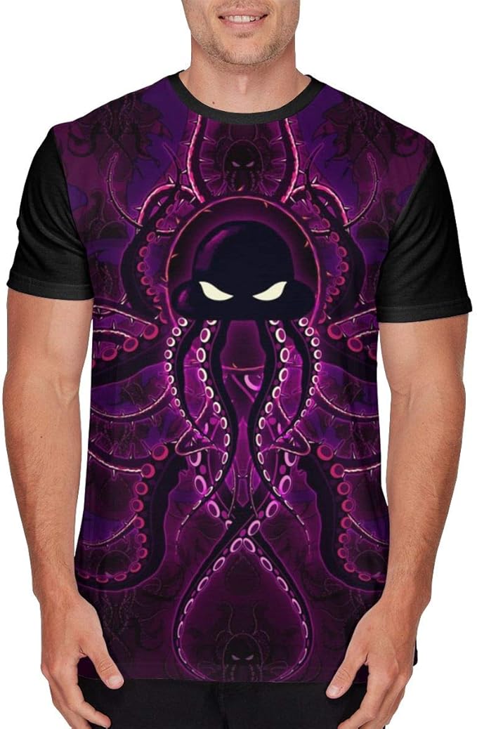 Amazon Co Jp tシャツ メンズ 紫のタコ モンスター柄 半袖 スポーツ ゴルフ トップス ポップ インナーシャツ 服 ファッション小物