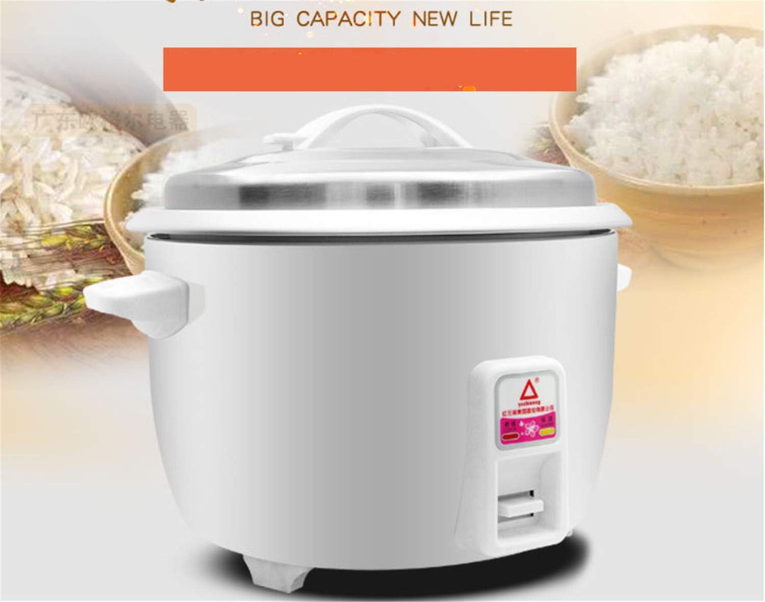 Rice Cooker Keep Warm Function Premium-Quality 8L Silver Inner Pot Spatula Measuring Cup Rice for Up to 15 People Steamer