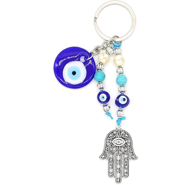 Evil Eye Keychain | Protection & Good Luck Charm | Resin Key Ring For Bag, Car Keys, Purse Decoration