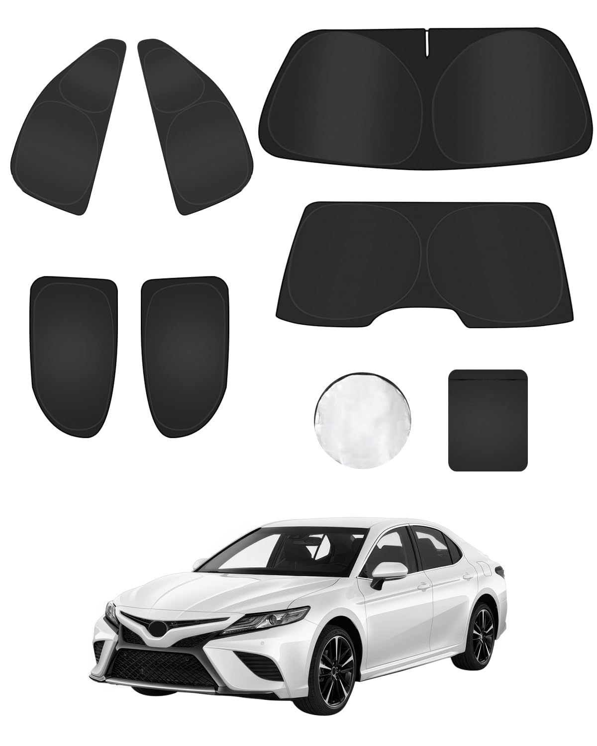 Photo 1 of EVOOOR 6PCS Windshield Sun Shade for Toyota Camry 2012-2017 Accessories- Full Coverage Front Rear Side Triangular Window Shade Cover Sun Visor Kit - UV Ray & Privacy Protection for Camping, Napping