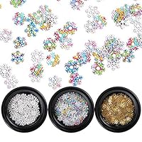 Snowflake Nail Art Stickers, 3 Case Sparkling Sequins, Shining Nail Flakes DIY Decals for Festival Glitter Face, Body, Hair and Nails Decorative Art