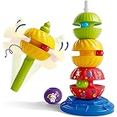 FineSource Baby Twirl Spinning Stacking Toy Autism Sensory Learning Spiral Stacker Toy Rainbow Spinning Wheel Montessori Toys for Babies Girl Boy Christmas Birthday Gifts
