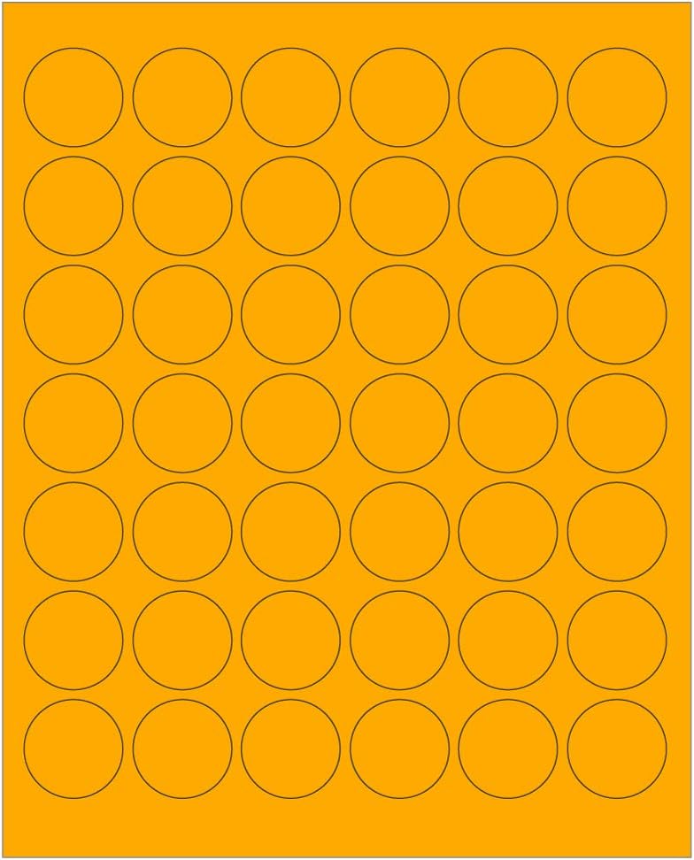 ChromaLabel 1-1/4 inch Round Labels for Laser & Inkjet Printers, 1,050/Pack, Fluorescent Orange