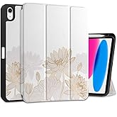 DONGKE Case for iPad 11th Generation 11 Inch 2025 (A16 Chip) & iPad 10th Generation 10.9 Inch 2022 with Pencil Holder-[Auto Wake/Sleep], Trifold Stand Soft TPU Protective Cover, Gold Lotus