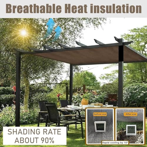 Shade Cloth, Sun Shade Fabric, Privacy Screen Shade Cover Patio Canopy with Grommets,Sunshade Net for Garden Outdoor Pergola 4 x 6m (Light Brown)