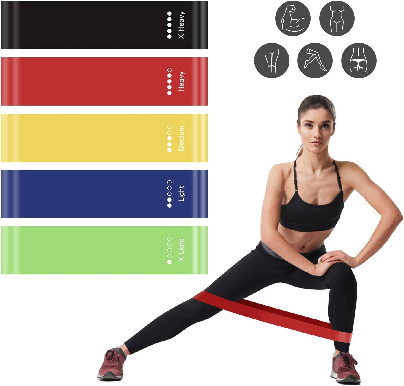 PLYRFOCE Resistance Bands Set,Exercise Loop Bands for Workout and Nature Latex Elastic Bands for Fitness,Home Gym,Crossfit,Pilates,Stretch,Yoga(Women Men)