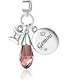 LSxAB Birthday Birthstone Zodiac Sign Charm Compatible with Pandora Charms Bracelets for Women