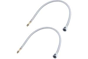 Semetall 24 Inch Faucet Water Supply Lines 2 Pack Stainless Steel Faucet Supply Lines Connector,Braided Supply Hose 1/4 Inch Female Compression Thread x M10 Male Connector