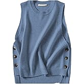 HangNiFang Women's Round Neck Sleeveless Pullover Ribbed Knit Sweater Vest Top