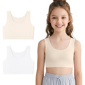 DRMYDRM First Bras for Girls 6-12 Soft Teen Girls Seamless Training Bra