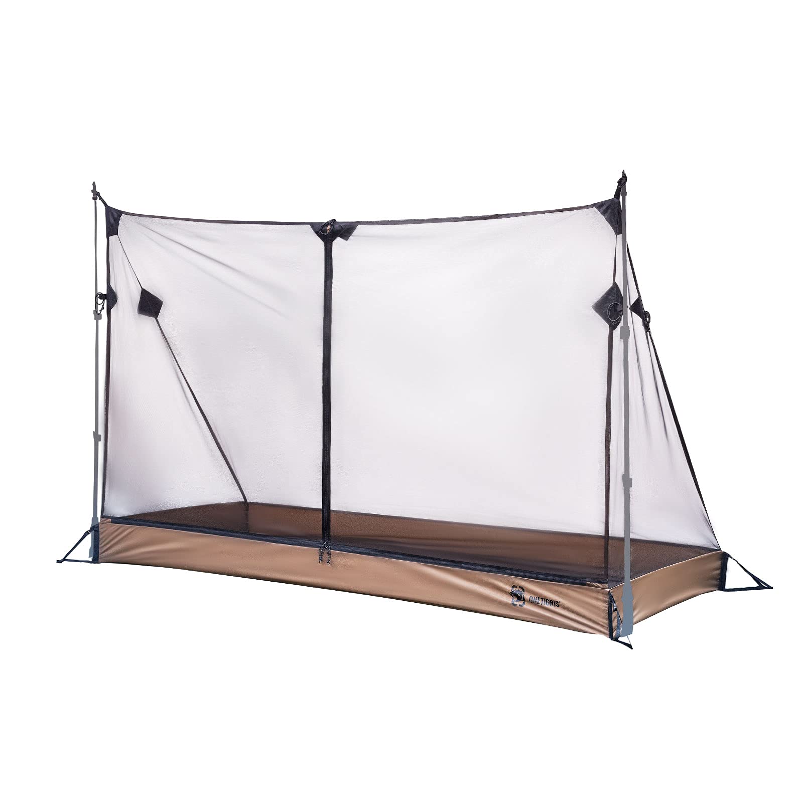 OneTigris Mesh Tent with 3000 Waterproof Bathtub Floor, Ultralight 1 Person Tent for Camping Backpacking Hiking Traveling Fishing Patio (Coyote Brown)