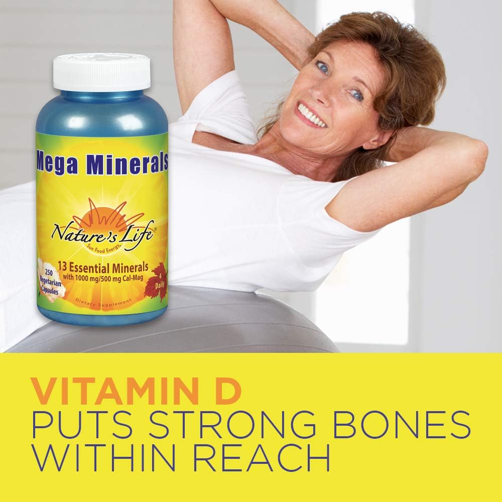 Nature’s Life Mega Minerals Complex | Complete Multi Mineral + Vitamin D Supplement | 250 Vegetarian Capsules: Health & Personal Care