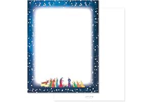 Paper Frenzy Abstract Nativity Religious Christmas Holiday Letterhead Paper Pack of 75