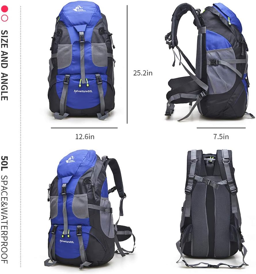 free knight 50L Waterproof Ultra Lightweight Hiking Backpack,Frameless,Outdoor Sport Daypack Travel Bag for Climbing Camping Touring Mountaineering Fishing (Blue) - Image 4