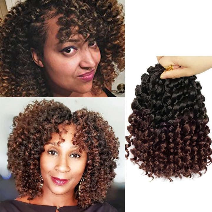 QUEENTAS 3Packs Short Crochet Hair for Women - Jamaican Gogo Braiding Hair Extensions 36 Roots (8inch,#1B/30) — image 1