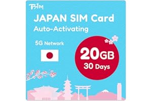 TSIM Japan SIM Card 30 Days | 20GB High-Speed 5G/4G LTE Data | Supports Google, Facebook, Whatsapp and More | Auto Activating | Hotspot Tethering Allowed | Data Only, No Calls | 24x6 Customer Support