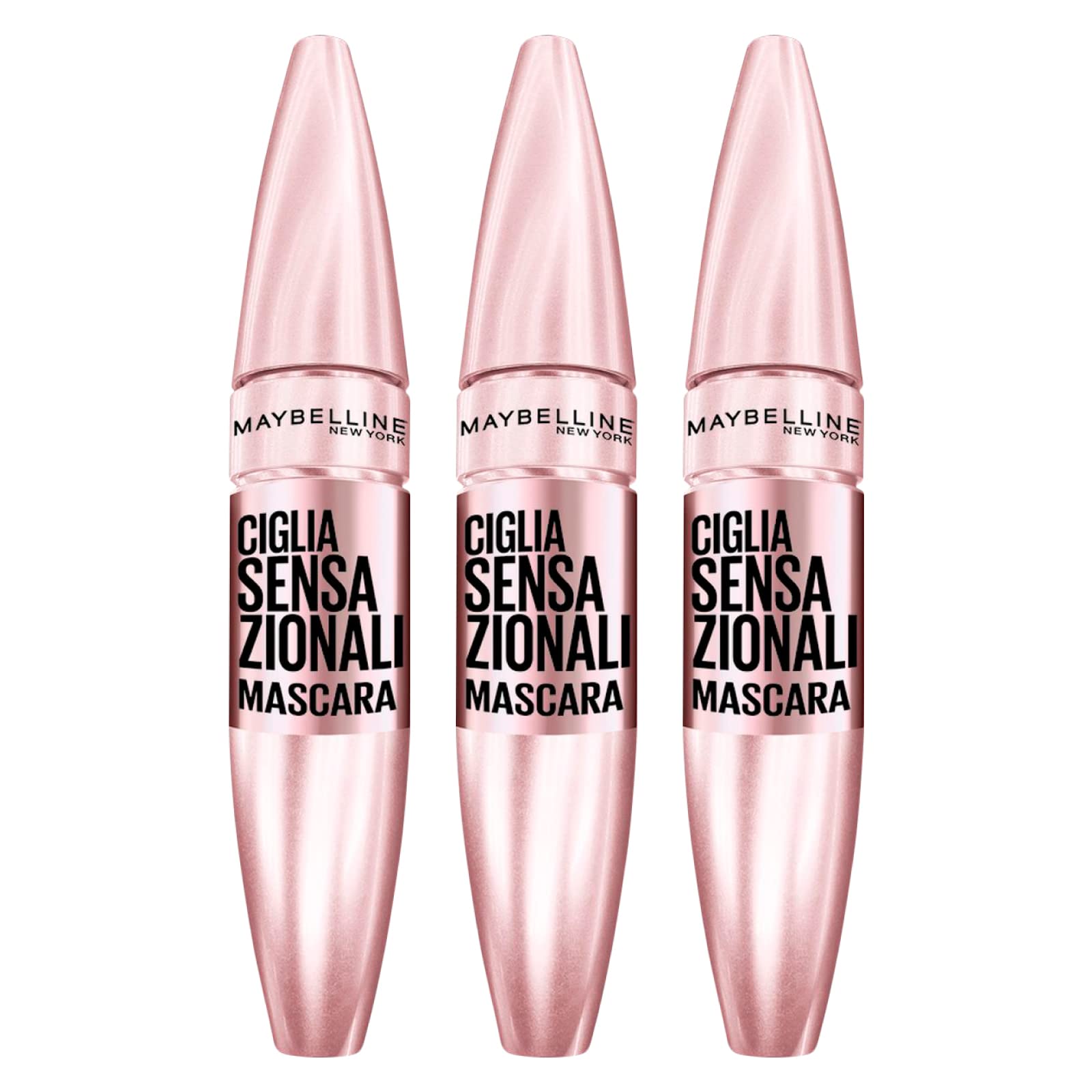 3x Maybelline New York Sensational Eyelashes Volumizing Mascara Color Very Black Fan Effect Without Lumps - 3 Mascaras