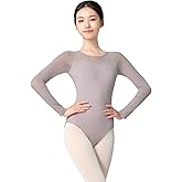 RuiBalletto Mesh Long Sleeve Dance Leotard for Women,Teens, Ballet Bodysuits