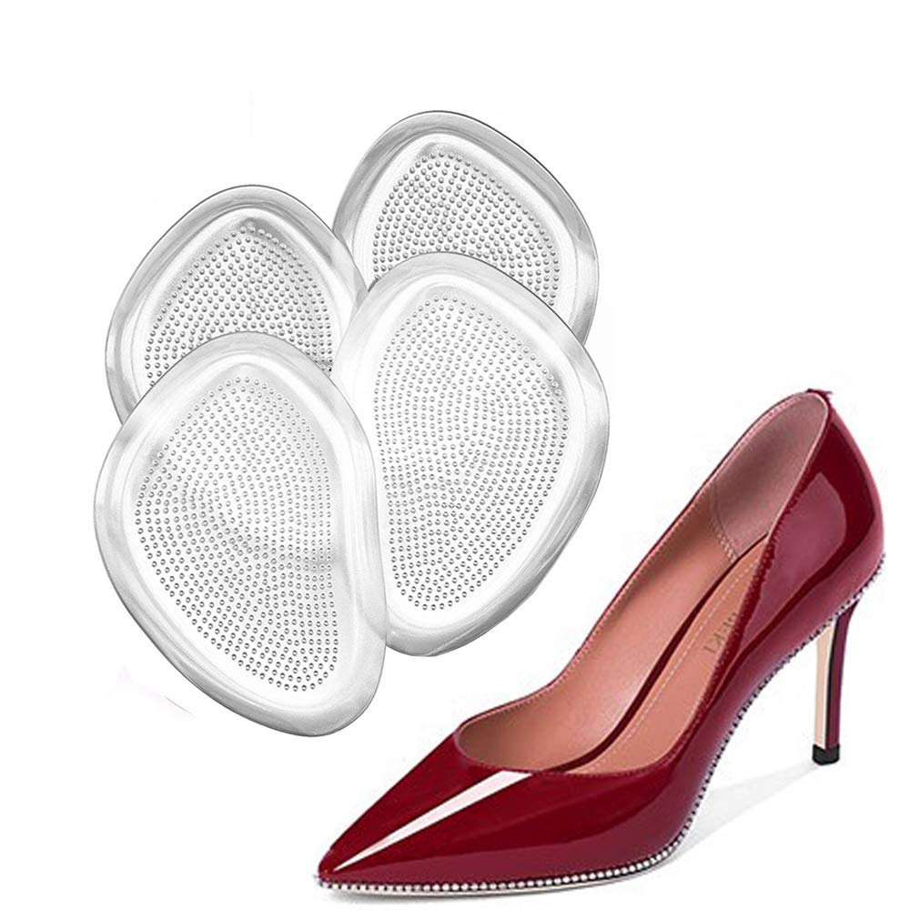 Gel Insoles for Women (4 Pieces), Rapid Pain Relief Ball of Foot Cushions Forefoot Shoe Cushions Party Shoes High Heel Gel Pads, Rapid Pain Relief