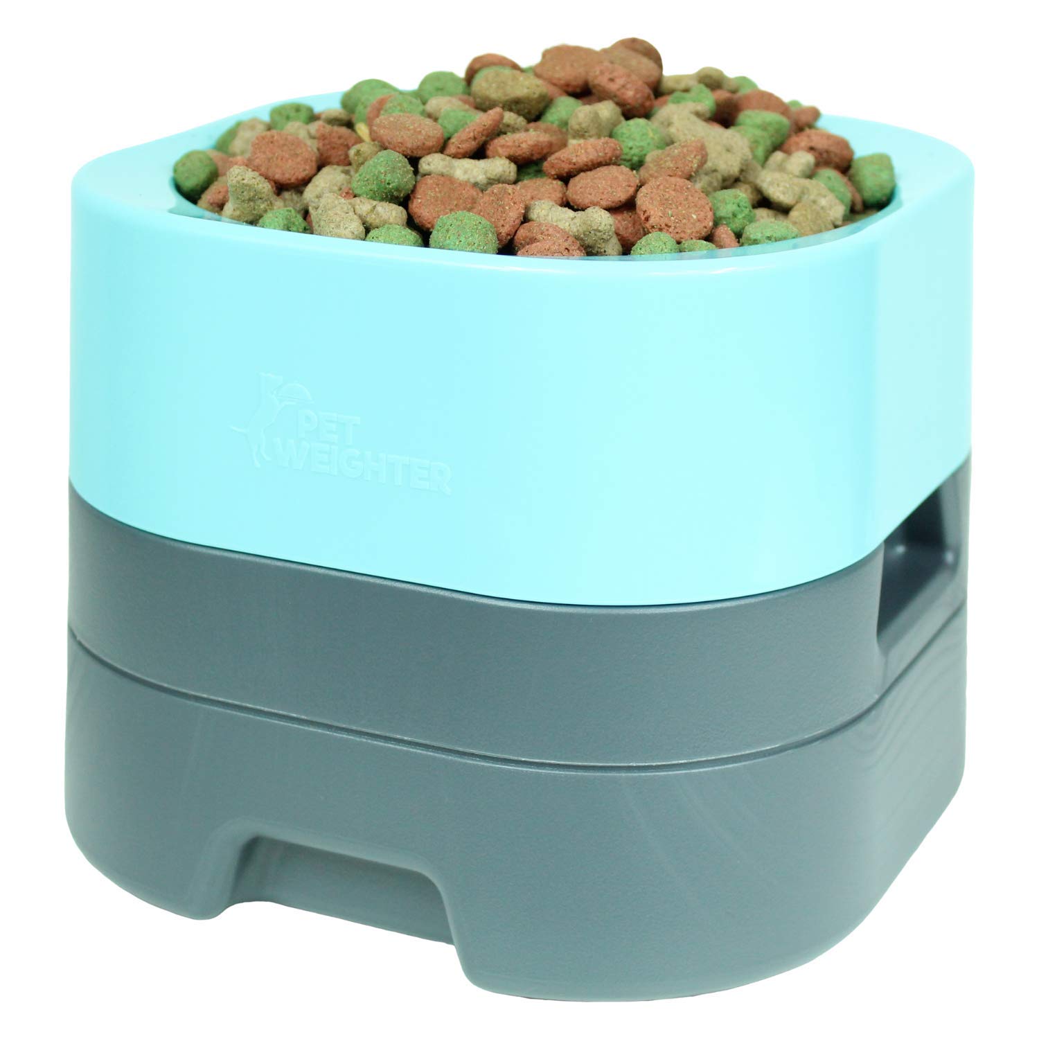 PET WEIGHTER Raised Dog Bowl - Weighted Dog Bowl or Cat Bowl, No Spill! - Elevated Dog Bowls for Large Dogs & Small - No More Spills, Sliding or Cleaning Up! (Large, Blue)